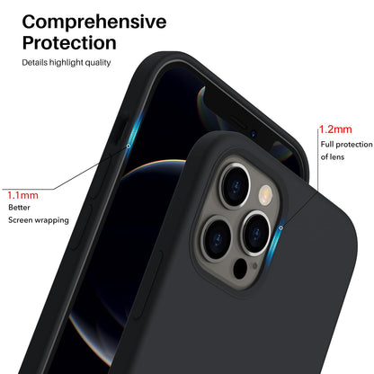 ORNARTO Compatible with iPhone 12 Case, Compatible with iPhone 12 Pro Case, Slim Liquid Silicone 3 Layers Full Covered Soft Gel Rubber Phone Case Cover 6.1 inch-White