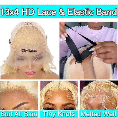13x4 Lace Front Wigs Human Hair Pre Plucked 180 Density Brazilian Wet and Wavy Human Hair Wigs for Black Women Glueless Curly Lace Frontal Wig Natural Color (22 Inch)