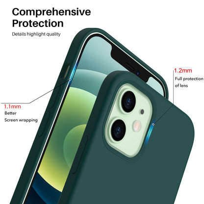 ORNARTO Compatible with iPhone 12 Case, Compatible with iPhone 12 Pro Case, Slim Liquid Silicone 3 Layers Full Covered Soft Gel Rubber Phone Case Cover 6.1 inch-White