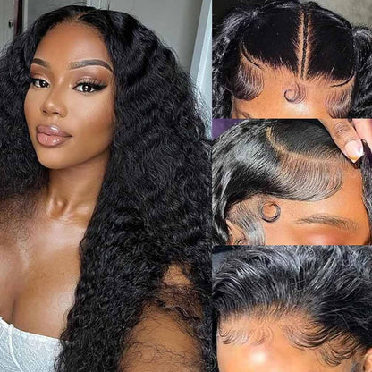 13x4 Lace Front Wigs Human Hair Pre Plucked 180 Density Brazilian Wet and Wavy Human Hair Wigs for Black Women Glueless Curly Lace Frontal Wig Natural Color (22 Inch)