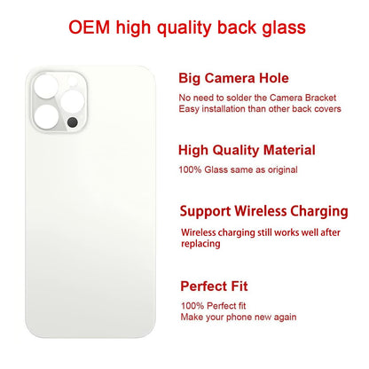 OEM Rear Back Glass Replacement (Pacific Blue) Compatible with iPhone 12 pro max 6.7 inches All Carriers with Pre-Installed Adhesive and Repairing Tool Kits