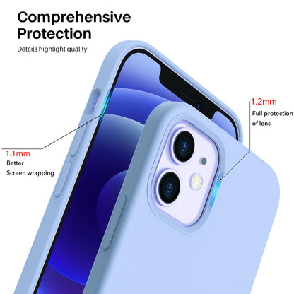 ORNARTO Compatible with iPhone 12 Case, Compatible with iPhone 12 Pro Case, Slim Liquid Silicone 3 Layers Full Covered Soft Gel Rubber Phone Case Cover 6.1 inch-White