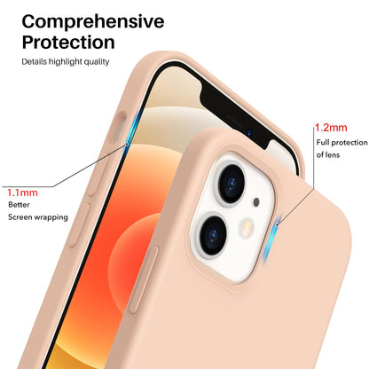 ORNARTO Compatible with iPhone 12 Case, Compatible with iPhone 12 Pro Case, Slim Liquid Silicone 3 Layers Full Covered Soft Gel Rubber Phone Case Cover 6.1 inch-White