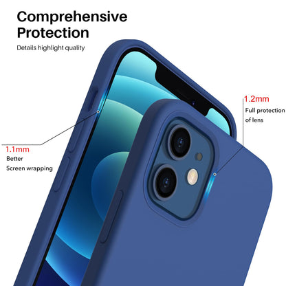 ORNARTO Compatible with iPhone 12 Case, Compatible with iPhone 12 Pro Case, Slim Liquid Silicone 3 Layers Full Covered Soft Gel Rubber Phone Case Cover 6.1 inch-White