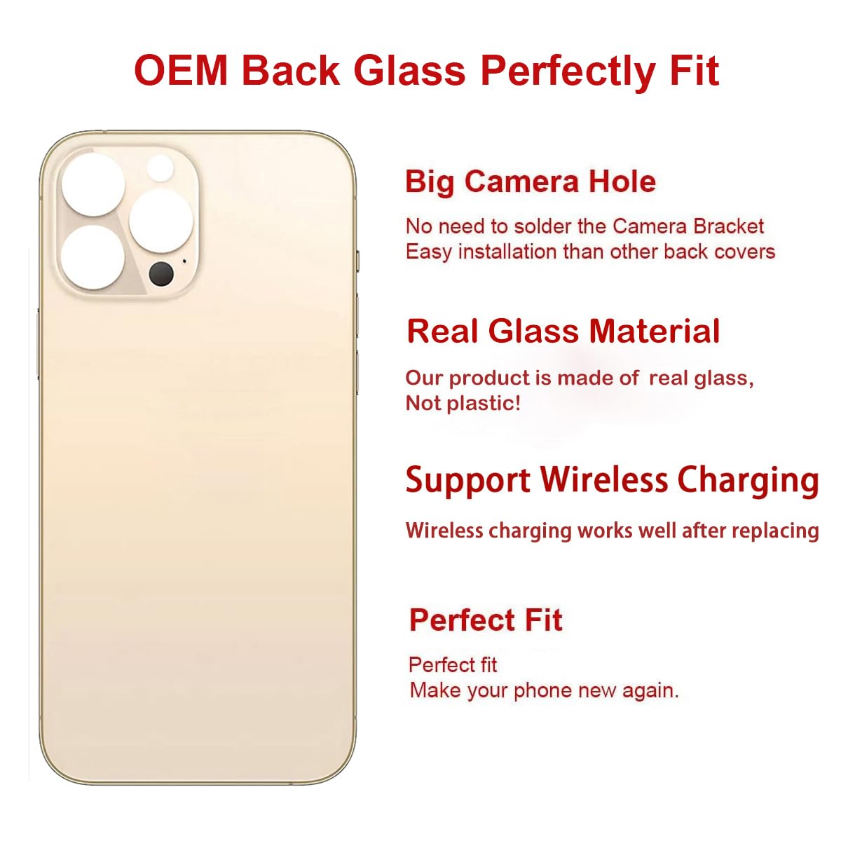 OEM Rear Cover Back Glass Replacement for iPhone 13 pro max 6.7 inches (Graphite) All Carriers with Pre-Installed Adhesive and Repairing Tool Kits