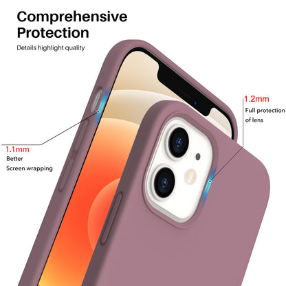 ORNARTO Compatible with iPhone 12 Case, Compatible with iPhone 12 Pro Case, Slim Liquid Silicone 3 Layers Full Covered Soft Gel Rubber Phone Case Cover 6.1 inch-White