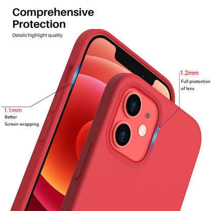 ORNARTO Compatible with iPhone 12 Case, Compatible with iPhone 12 Pro Case, Slim Liquid Silicone 3 Layers Full Covered Soft Gel Rubber Phone Case Cover 6.1 inch-White