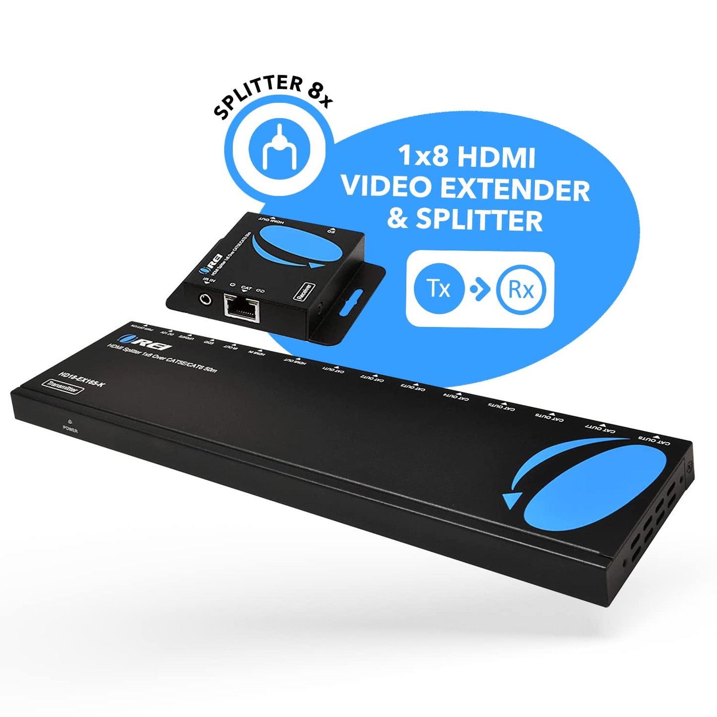 OREI 4K 1x4 HDMI Extender Splitter Over CAT6/7 Ethernet Cable Up to 4K@30Hz upto 165 ft-1080P@60Hz upto 230 ft, IR control, EDID, HDMI Loop Out (HD14-EX165-K)