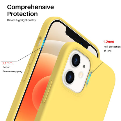 ORNARTO Compatible with iPhone 12 Case, Compatible with iPhone 12 Pro Case, Slim Liquid Silicone 3 Layers Full Covered Soft Gel Rubber Phone Case Cover 6.1 inch-White