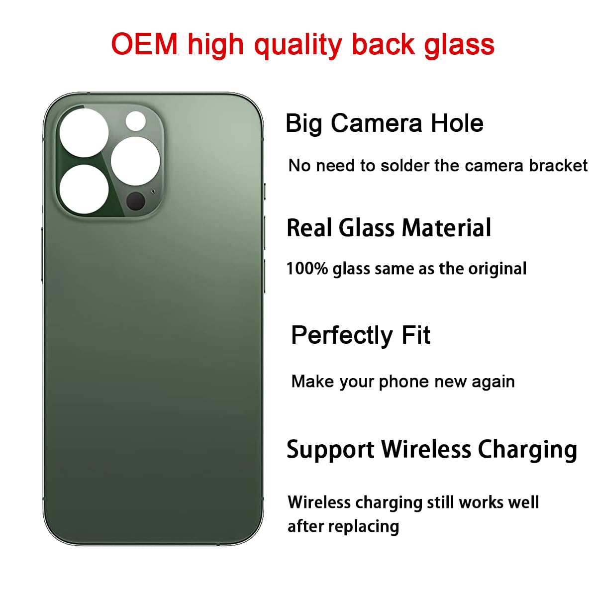 OEM Rear Cover Back Glass Replacement for iPhone 13 pro max 6.7 inches (Graphite) All Carriers with Pre-Installed Adhesive and Repairing Tool Kits