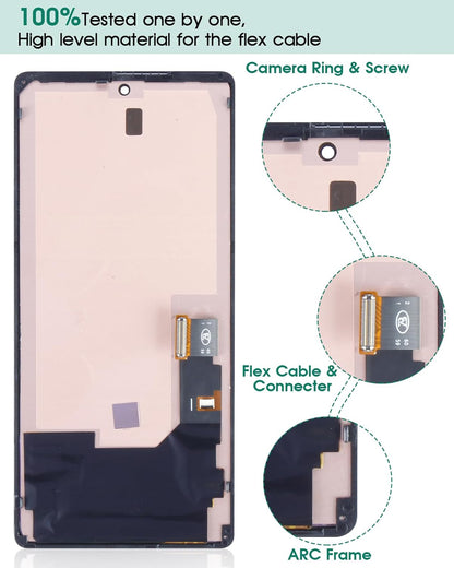 OLED for Google Pixel 6 Screen Replacement for Google Pixel 6 LCD Digitizer for Google Pixel 6 Touch Screen Display Assembly Repair Kits with Frame GB7N6 G9S9B16 (with Fingerprint, Not Original)