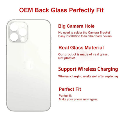 OEM Rear Cover Back Glass Replacement for iPhone 13 pro max 6.7 inches (Graphite) All Carriers with Pre-Installed Adhesive and Repairing Tool Kits