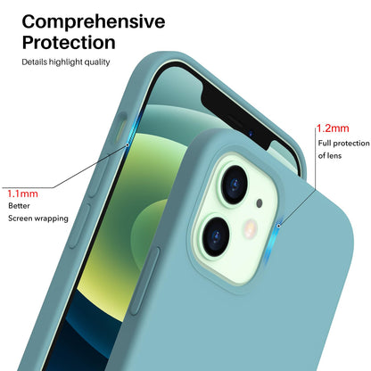 ORNARTO Compatible with iPhone 12 Case, Compatible with iPhone 12 Pro Case, Slim Liquid Silicone 3 Layers Full Covered Soft Gel Rubber Phone Case Cover 6.1 inch-White