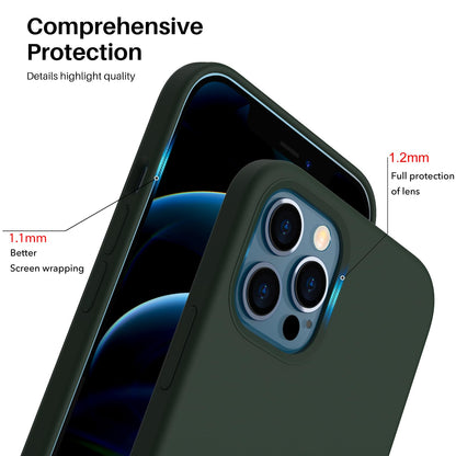 ORNARTO Compatible with iPhone 12 Case, Compatible with iPhone 12 Pro Case, Slim Liquid Silicone 3 Layers Full Covered Soft Gel Rubber Phone Case Cover 6.1 inch-White