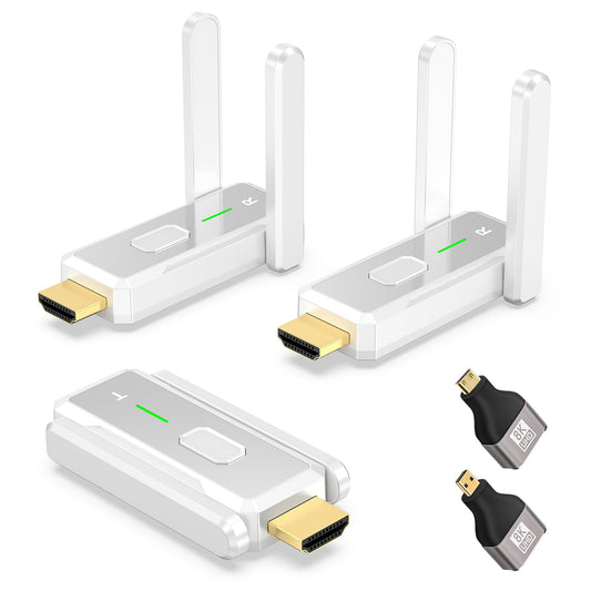 Wireless HDMI Transmitter and 4 Receivers 500FT/150M, 2.4G+5G Plug & Play Portable Wireless HDMI Splitter 1 to Multiple Screens for Video & Audio to Monitor from Laptop/PC/TV Box/Projector (1TX+4RX)