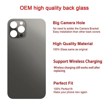 OEM Rear Back Glass Replacement (Pacific Blue) Compatible with iPhone 12 pro max 6.7 inches All Carriers with Pre-Installed Adhesive and Repairing Tool Kits