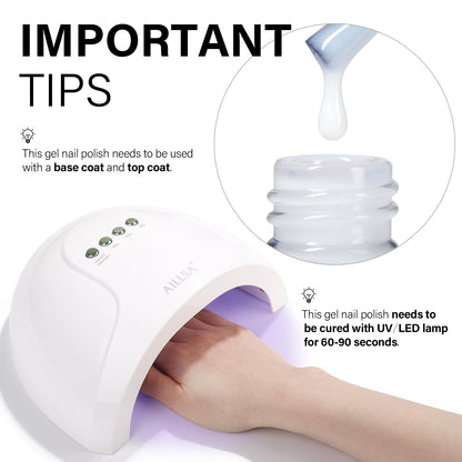 AILLSA Milky Pink Nude Gel Nail Polish, 15ml Translucent Soak Off UV LED Light Cure Gel Polish, Long Lasting for French Nail Art Salon DIY Manicure at Home