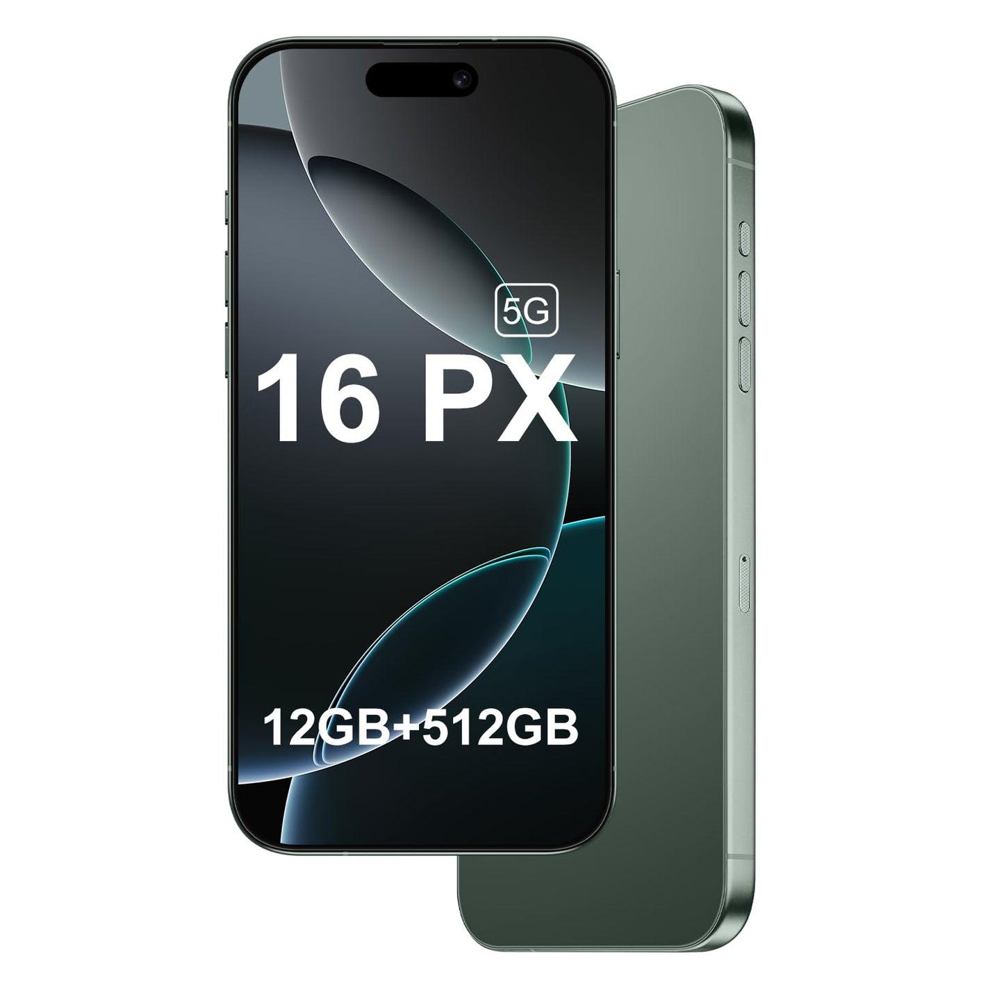 16 PX Unlocked 5G CellPhones 2025 Android 13 Smartphone with snapdragon8cen2 Processor 12GB+512GB 10-Core 6.9" HD Screen 40MP+108MPCamera 6800 mAh Cellphone with 5G Dual SIM(Greener)