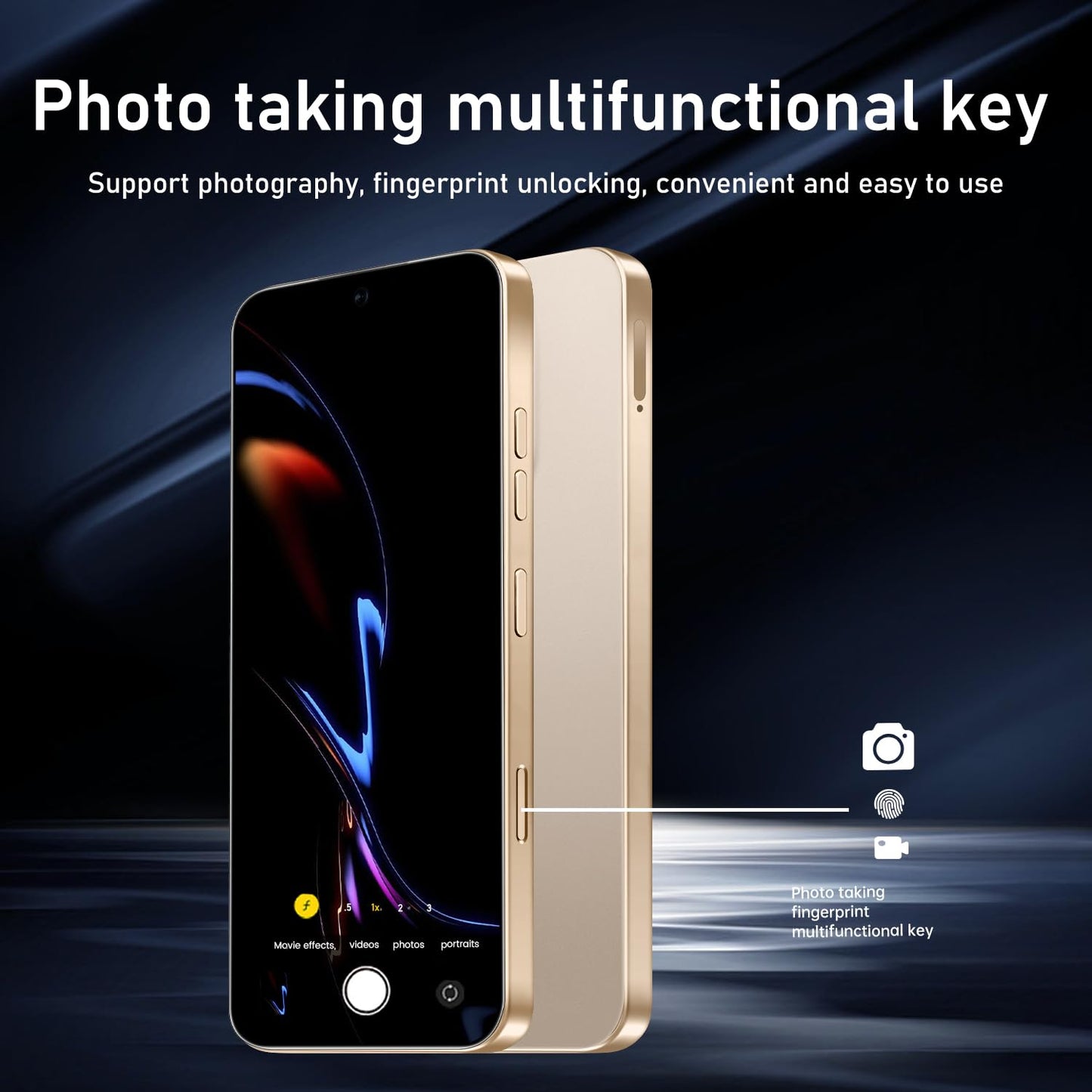 16PROMA X 16GB+1TB 6.99" HD Screen Smartphone Unlocked Cell Phone,Battery 7000mAh Unlocked The Phone, Android 14 Fingerprint Button Unlock/GPS/Dual SIM/5G/Face ID(Desert Titanium)