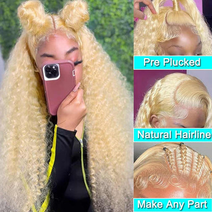 13x4 Lace Front Wigs Human Hair Pre Plucked 180 Density Brazilian Wet and Wavy Human Hair Wigs for Black Women Glueless Curly Lace Frontal Wig Natural Color (22 Inch)