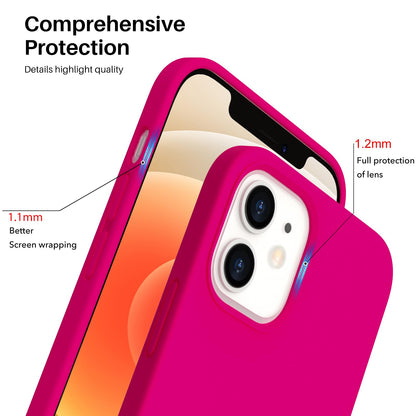 ORNARTO Compatible with iPhone 12 Case, Compatible with iPhone 12 Pro Case, Slim Liquid Silicone 3 Layers Full Covered Soft Gel Rubber Phone Case Cover 6.1 inch-White