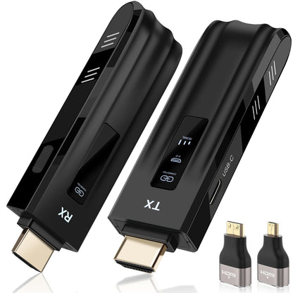 Wireless HDMI Transmitter and Receiver,2025 Upgraded LED Display,4K Decode & 1080P Output,Plug and Play Portable 2.4G/5G Wireless HDMI Extender,Compatible with PC/Laptop/Camera/HDTV/Projector/TV Box