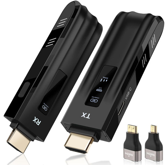Wireless HDMI Transmitter and Receiver,2025 Upgraded LED Display,4K Decode & 1080P Output,Plug and Play Portable 2.4G/5G Wireless HDMI Extender,Compatible with PC/Laptop/Camera/HDTV/Projector/TV Box