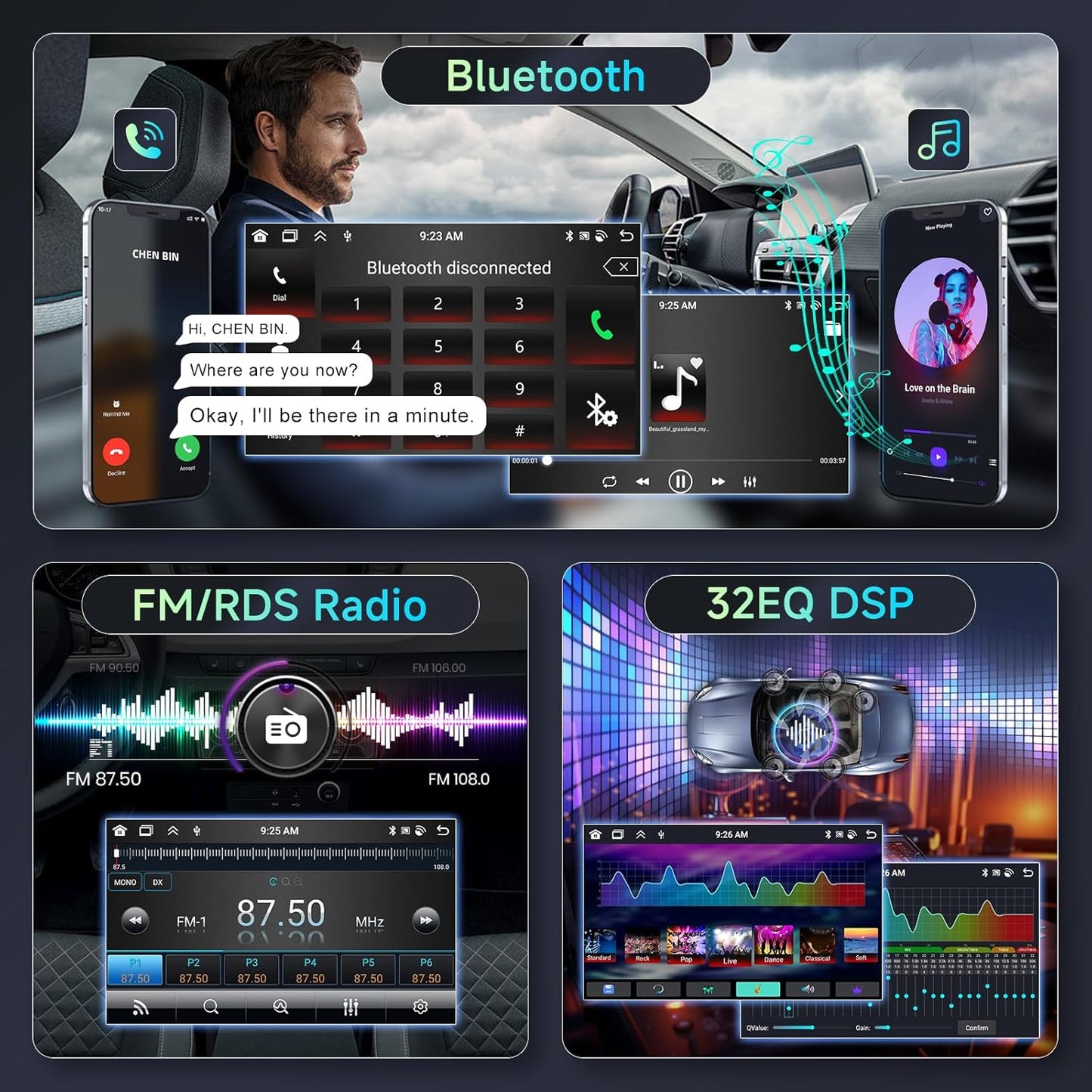 [6G+128G] 8-Core Car Radio for Toyota HILUX 2005-2014 Android Car Stereo with Bluetooth GPS, 9 Inch Touch Screen with Wireless Carplay Android Auto,Wifi USB,DSP,FM RDS