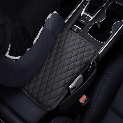 [Upgraded] Car Center Console Cover with 2 Storage Bags - Premium Nappa Leather Armrest Cover, Scratch & Wear Resistant, Waterproof Car Interior Accessories (Classic - Black)