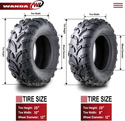 04-15 Yamaha GRIZZLY 350 450 550 660 700 ATV Tire Set 25X8-12 25X10-12 Lite Mud