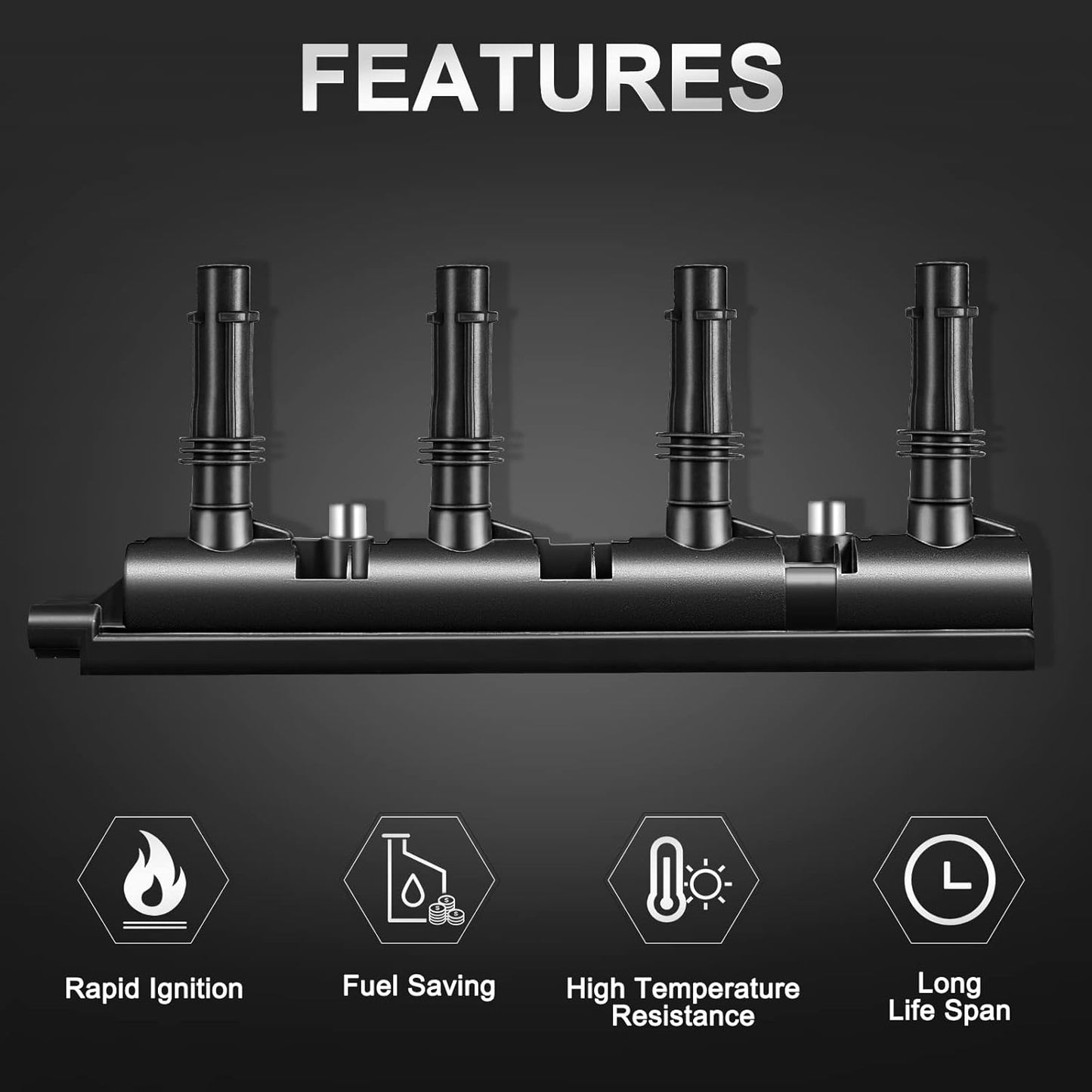 UF669 Ignition Coil Pack & 4 XP3922 Spark Plugs Compatible with 2013-2019 Buick Encore 2011-2015 Chevy Cruze 2016 Cruze Limited 2012-2019 Sonic 2015-2019 Trax 2011 Volt 1.4L 1.8L Replace# 7805-1231