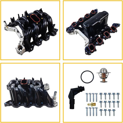 Upper Intake Manifold W/Gaskets Thermostat Kit | Fit for Ford Excursion Expedition E-150 Econoline Club Wagon E-250 E-350 E-450 F-250 F-350 Super Duty F-150 Heritage, V8 5.4L | OE# 2L1Z9424AA 615-188