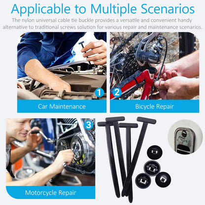 Upgrade Cable Tie Buckle Nylon Universal Heavy Duty Self Lock, Car Zipper Clip, Super Durable Button Zipper Retainer for Car Repair Office, Workshop and Shelves (30Pcs)