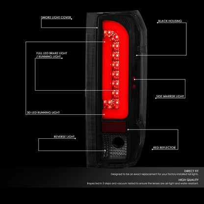 TL-F15094-LED-3D-BK-SM LED 3D Tail Light Assembly Driver & Passenger Side [Compatible with 90-96 Ford F150 / 90-97 F250 / 90-97 F350 / 90-96 Bronco]
