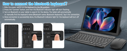 URAO A10L 10 Inch Tablet Android 14 12GB RAM 64GB ROM Octa-Core 5G WiFi with Keyboard Mouse Touch Pen Headset Case Tablet Kit