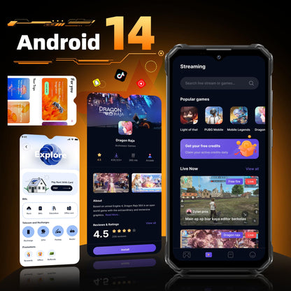 OUKITEL WP23 Plus Rugged Smartphone Unlocked 2025-24GB+256GB Cell Phones, 10600mAh Battery, 6.52'' Display Smartphone, 13MP Camera, 4G Dual SIM Android 14 Phone, IP68/IP69K/NFC/GPS/OTG, Orange