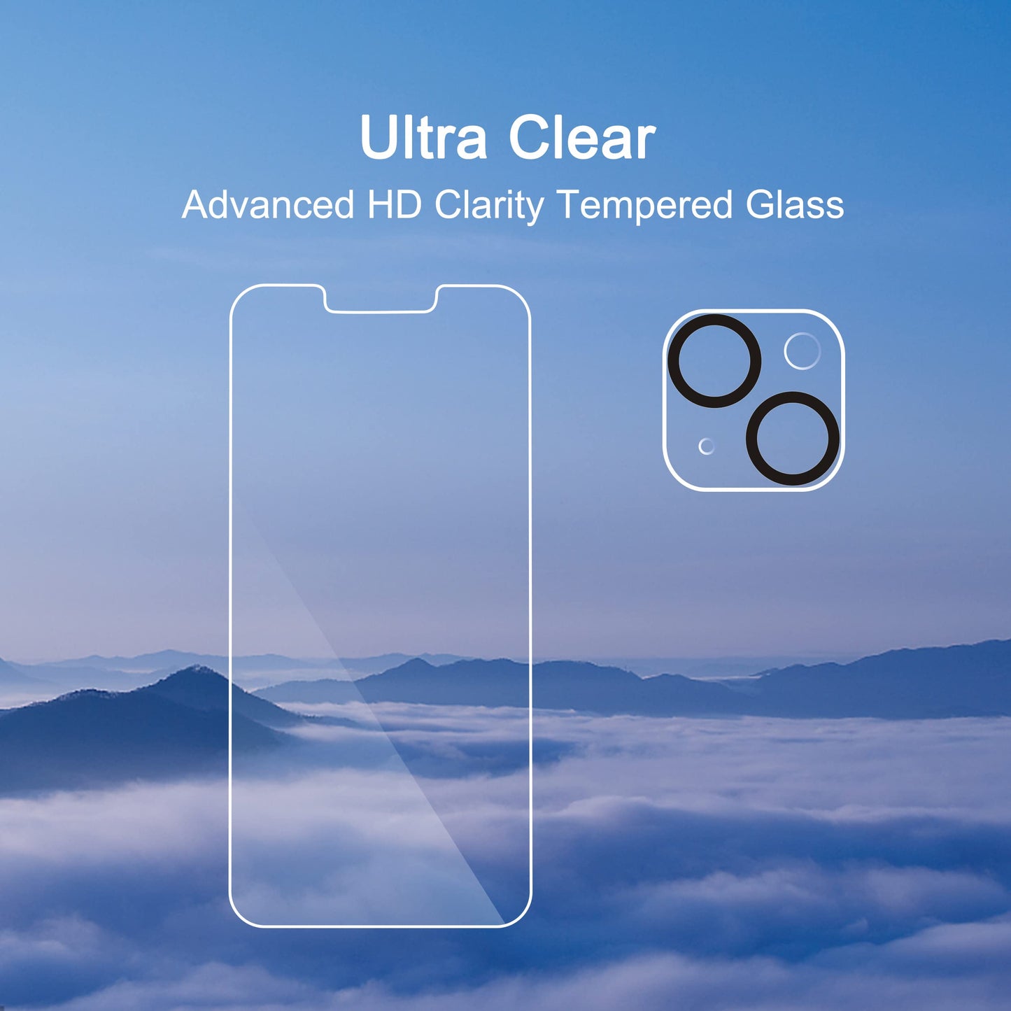 Ailun 2 Pack Screen Protector for iPhone 13 [6.1 inch Display] with 2 Pack Tempered Glass Camera Lens Protector,[9H Hardness]-HD