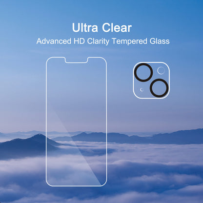 Ailun 2 Pack Screen Protector for iPhone 13 [6.1 inch Display] with 2 Pack Tempered Glass Camera Lens Protector,[9H Hardness]-HD