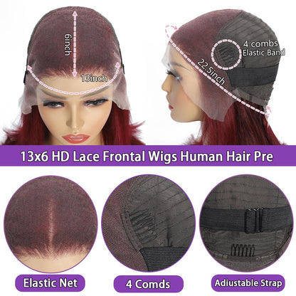 14 Inch Bob Wig Human Hair 13x6 Hd Transparent Lace Front Wigs Human Hair Pre Plucked Glueless Bob Wig 180% Density Short Straight Bob Wigs For Women