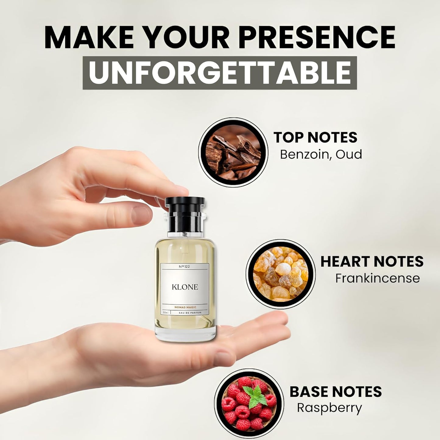 Nomad Magic Eau de Parfum Scents (50ml) - Long Lasting Cologne for Men Inspired by Ombre Nomade - Skin Friendly Perfume for Men with Notes of Oud, Raspberry & Frankincense - Paraben Free