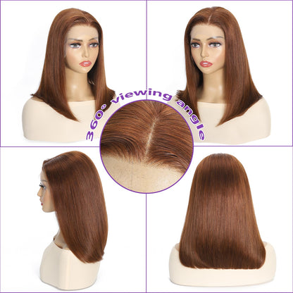14 Inch Bob Wig Human Hair 13x6 Hd Transparent Lace Front Wigs Human Hair Pre Plucked Glueless Bob Wig 180% Density Short Straight Bob Wigs For Women