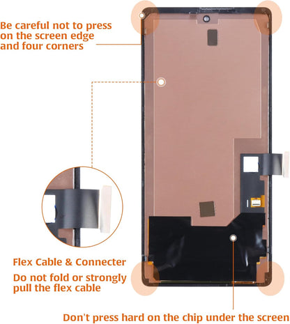 OLED for Google Pixel 6 6.4" Screen Replacement with Frame (Fingerprint Cable Transfer Required) Display Assembly with Touch Digitizer Repair Tools Kit GB7N6 G9S9B16 G9S9B GR1YH