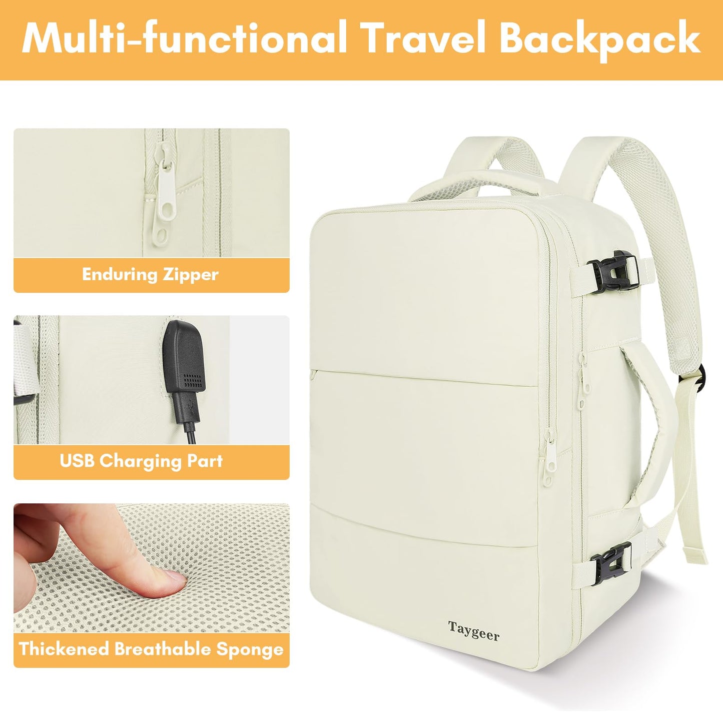 Taygeer Travel Backpack for Women, Carry On Backpack with USB Charging Port & Shoe Pouch, TSA 15.6inch Laptop Mochila Flight Approved, Nurse Bag Casual Daypack for Weekender Business Hiking, Pink