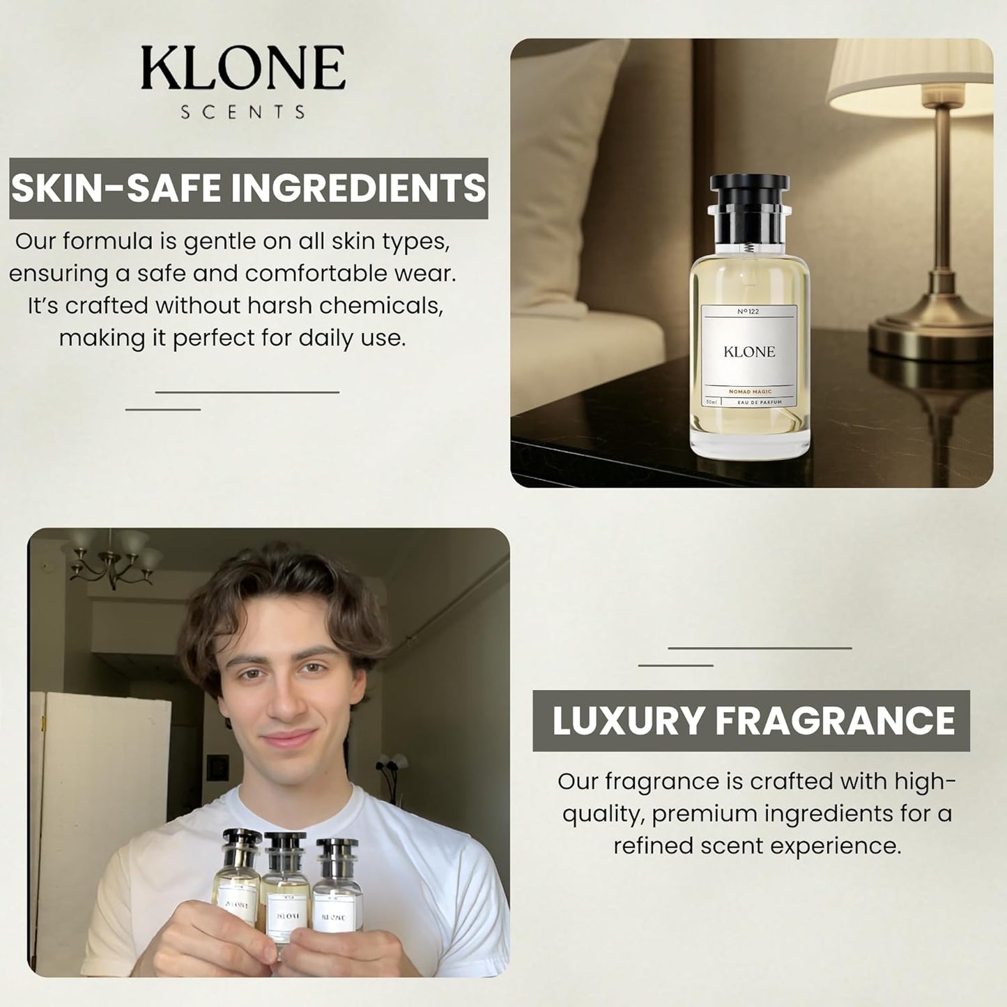 Nomad Magic Eau de Parfum Scents (50ml) - Long Lasting Cologne for Men Inspired by Ombre Nomade - Skin Friendly Perfume for Men with Notes of Oud, Raspberry & Frankincense - Paraben Free