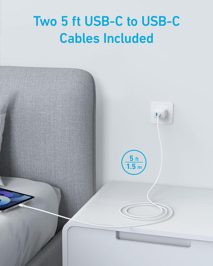 Anker iPhone 17/16 Charger, 2-Pack 20W Fast USB C Charger Block, for iPhone 16/16 Pro Max/15 Series/iPad Pro and More (Black, 2 Pack & 2 Cable)