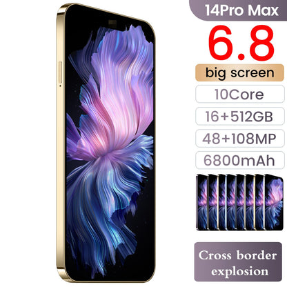 14PROMA X Unlocked Cell Phone,Long Battery Life 6.82" HD Screen Unlocked Phones,Android13 12+512GB Smartphone with 128G Memory Card,Dual SIM/Fingerprint Lock/Face ID/GPS (Purple)