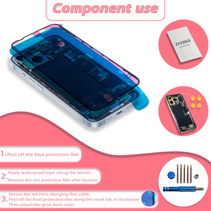 14 Back Glass Replacement with Metal Camera Frame &Magnet for iPhone 14(6.1-inch Red) & Includes Replacement Tools