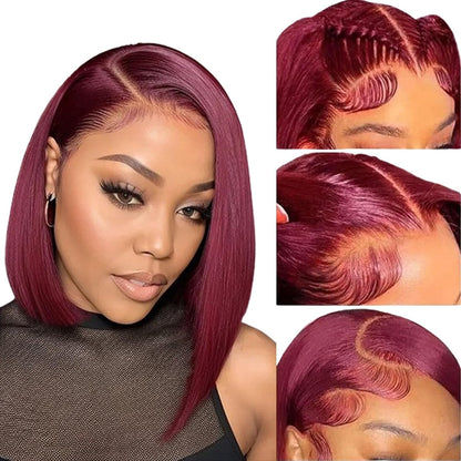 14 Inch Bob Wig Human Hair 13x6 Hd Transparent Lace Front Wigs Human Hair Pre Plucked Glueless Bob Wig 180% Density Short Straight Bob Wigs For Women