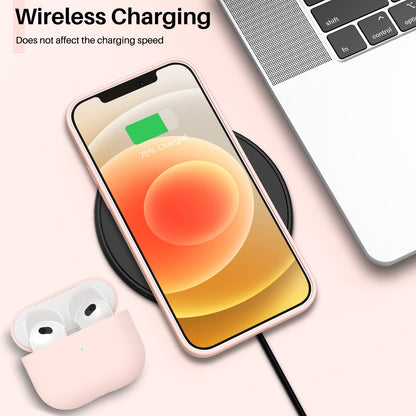 ORNARTO Compatible with iPhone 12 Case, Compatible with iPhone 12 Pro Case, Slim Liquid Silicone 3 Layers Full Covered Soft Gel Rubber Phone Case Cover 6.1 inch-White