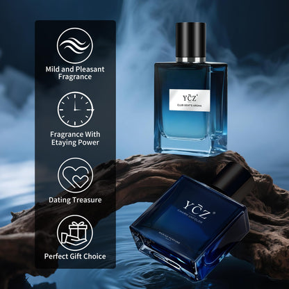 Ycz CLUB GENT'S AROMA, 1.7oz(50ml), Man Perfume, Nightclub Essential Fragrance, Long Lasting Cologne for Men with Aromatic Woody Notes of Aldehyde, Ginger, Mint, and Lemon